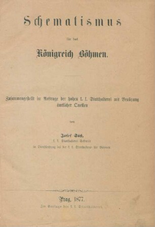 Schematismus für das Königreich Böhmen