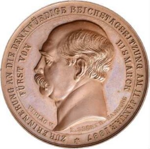 Bergmann, Oskar: Reichstagssitzung mit Bismarcks Rede zum Heeresetat
