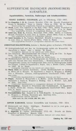 Kupferstiche Badischer (Mannheimer) Kuenstler (Nr. 86-147)