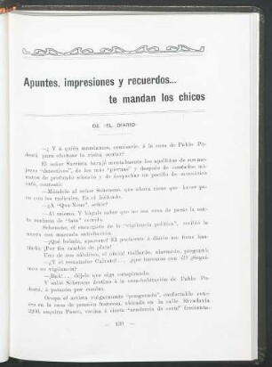 Apuntes, impresiones y recuerdos... te mandan los chicos : De "El diario"