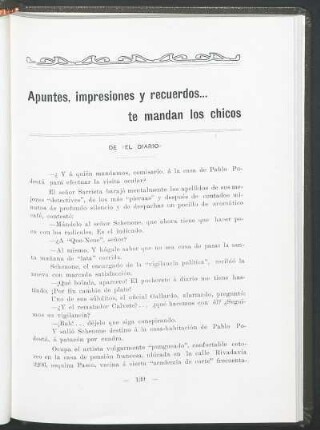 Apuntes, impresiones y recuerdos... te mandan los chicos : De "El diario"
