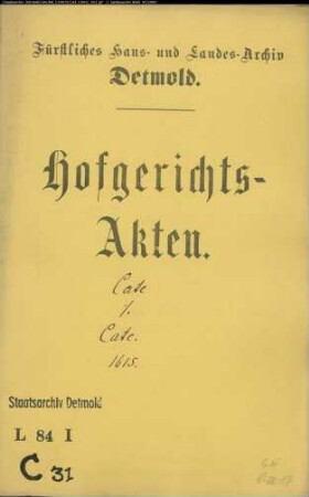 Cate, Johann gegen Dorfschaft Lüdenhausen und Martin Cate - Erbschaft