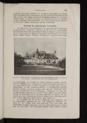 Fürsorge für geisteskranke Verbrecher.