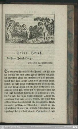 Erster Brief. An Pater Joseph Campi