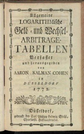 Allgemeine Logarithmische Geld- und Wechsel-Arbitrage-Tabellen[...]