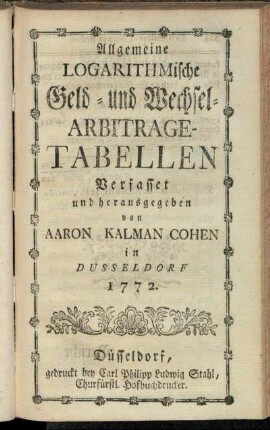 Allgemeine Logarithmische Geld- und Wechsel-Arbitrage-Tabellen[...]