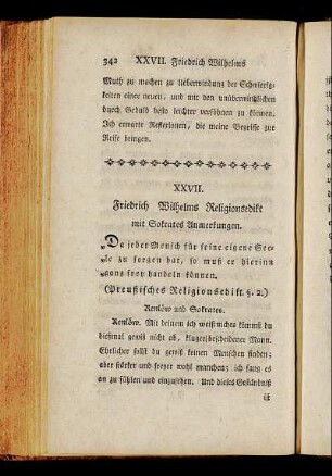XXVII. Friedrich Wilhelms Religionsedikt mit Sokrates Anmerkungen.