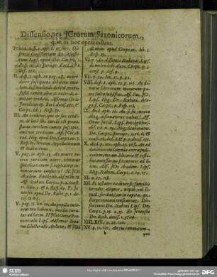 Dissensiones JCtorum Saxonicorum quae in hoc opere existant
