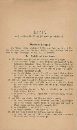 Tarif, nach welchem die Erbschaftsabgabe zu erheben ist