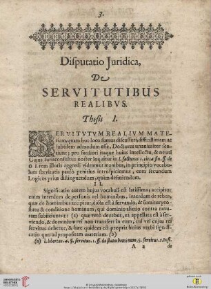 Disputatio Juridica, De servitutibus realibus