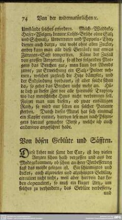 Von bösen Geblüte und Säfften