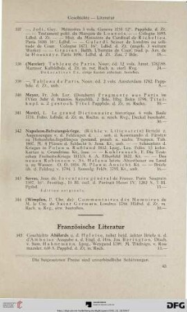 Französische Literatur (Nr. 345-440)