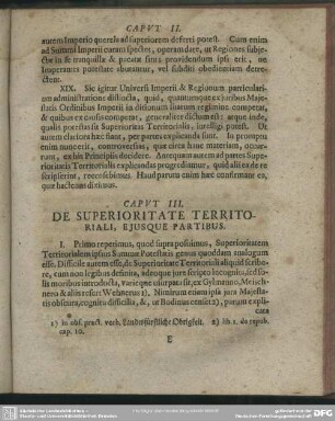 Caput III. De Superioritate Territoriali, Eiusque Partibus