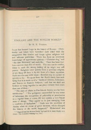 England and the Moslem World.