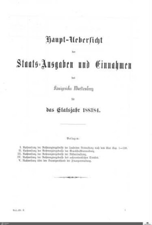 Nachweisung der Rechnungsergebnisse von dem Etatsjahr 1883-1884
