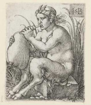 Satyrfrau spielt den Dudelsack
