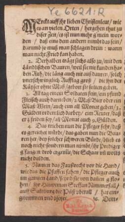 Merckt auff jhr lieben Christenleut/ wie || es an vielen Orten/
