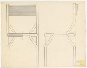 Möbelentwürfe für Thonet: Stuhl Holz Ansichten 1:1, Variante 8