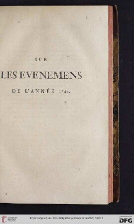 Sur les evenemens de l'année 1744