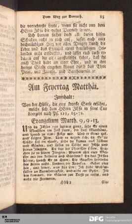 Am Feyertag Matthäi