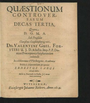 Quaestionum Controversarum Decas Tertia