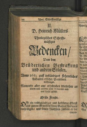 II. D. Heinrich Müllers Theologisches Schriftmässiges Bedenken [...].