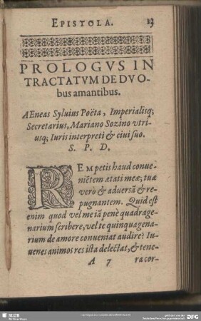 Prologus In Tractatum De Duobus amantibus