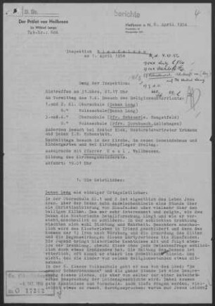 Blaufelden: Inspektionsbericht 1954