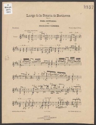 Largo de la sonata de Beethoven op. 7 : para guitarra