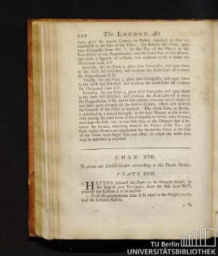 Chap. XVII. To draw an Intire Order according to the Doric Order. Plate XVIII.