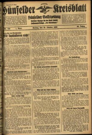 Erste Ausgabe vom Freitag, den 30. Oktober 1936.