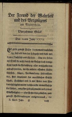 Vierzehntes Stück. Den 12ten Juny 1773.
