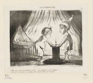Mon ami, si nous nous mettions au lit…, Blatt 6 der Folge "La Fluidomanie", in: "Le Charivari", Paris 1853