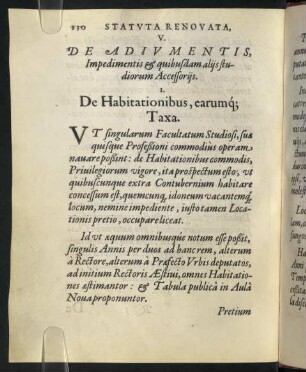 V. De Adiumentis, Impedimentis et quibusdam aliis studiorum Accessoriis.