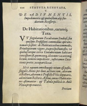 V. De Adiumentis, Impedimentis et quibusdam aliis studiorum Accessoriis.