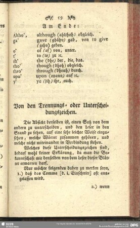 Von den Trennungs- oder Unterscheidungszeichen
