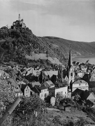 Braubach. Ortsansicht mit Marksburg (Ersterwähnung 1231)