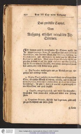 Vom Aufgang etlicher notablen Fix-Sternen