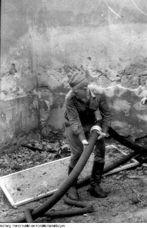 Dresden. Feuerwehr, gemeinsame Brandbekämpfung im Lockwitztal, 1. Juli 1964