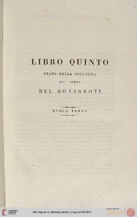 Libro quinto: Stato della scultura net tempo del Bonarroti