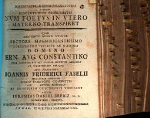 Diss. med. physiol. sistens resolutionem problematis, num foetus in utero materno transpiret