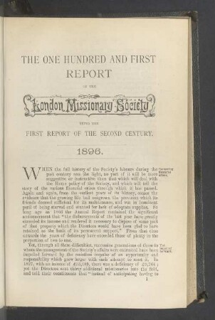 The one hundred and first report