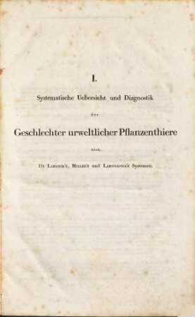 System der urweltlichen Pflanzenthiere : durch Diagnose, Analyse und Abbildung der Geschlechter erläutert ; zum Gebrauche bey Vorlesungen über Petrefactenkunde und zur Erleichterung des Selbststudiums derselben