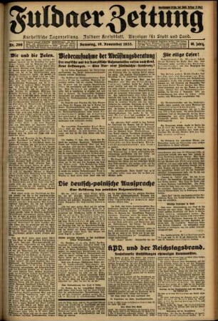 Ausgabe vom Samstag, den 18. November 1933.