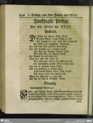 Funfftzigste Predigt. Von dem Frieden mit Gott