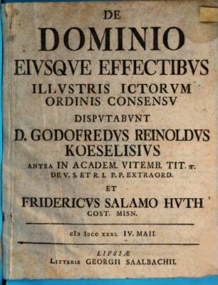 De dominio eiusque effectibus, disp.