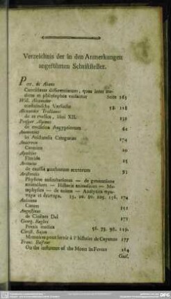 Verzeichnis der in den Anmerkungen angeführten Schriftsteller