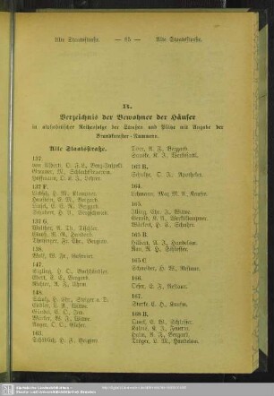 B. Häuserbuch : B. Verzeichnis der Bewohner der Häuser