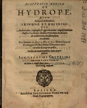 Dispvtatio Medica De Hydrope