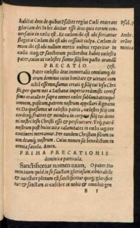 Prima Precationis dominicae particula.